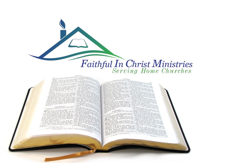 Faithful In Christ Ministries logo with open Bible